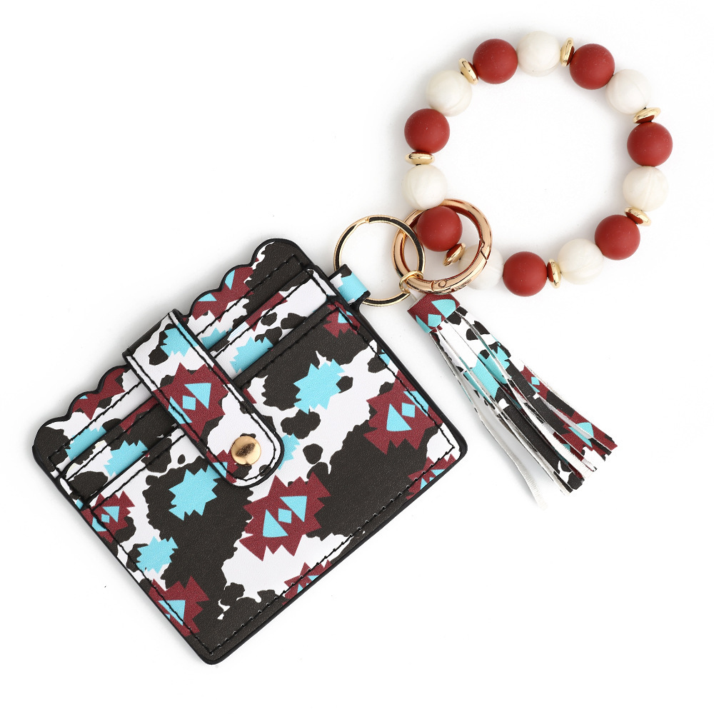 Wholesale Silicone Wristband PU Wallet Keychain.