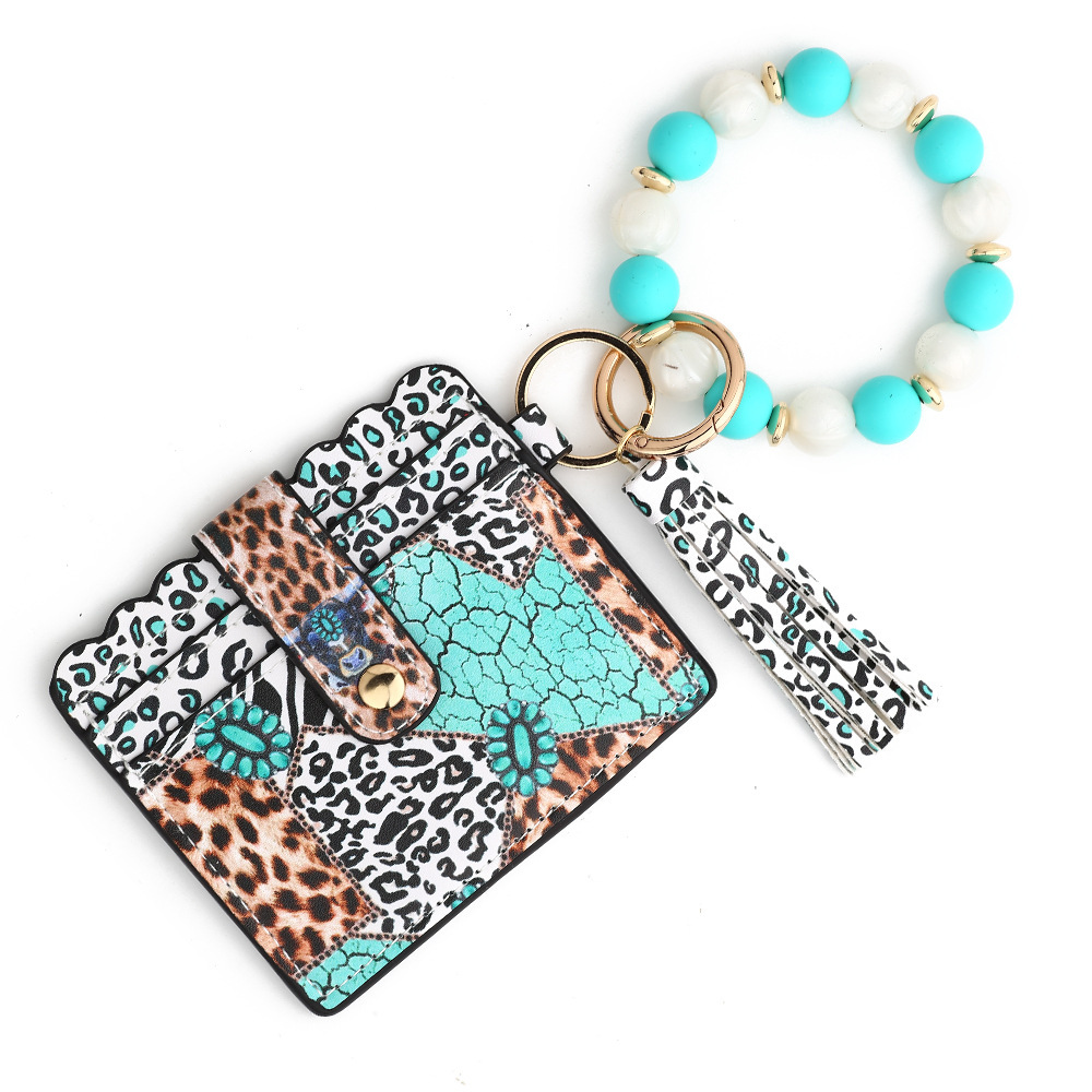 Wholesale Silicone Wristband PU Wallet Keychain.