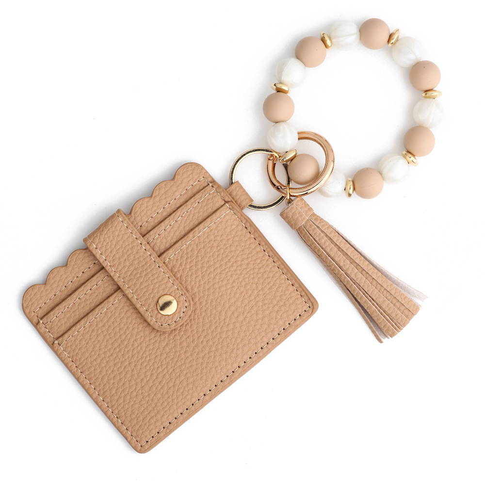 Wholesale Silicone Wristband PU Wallet Keychain.