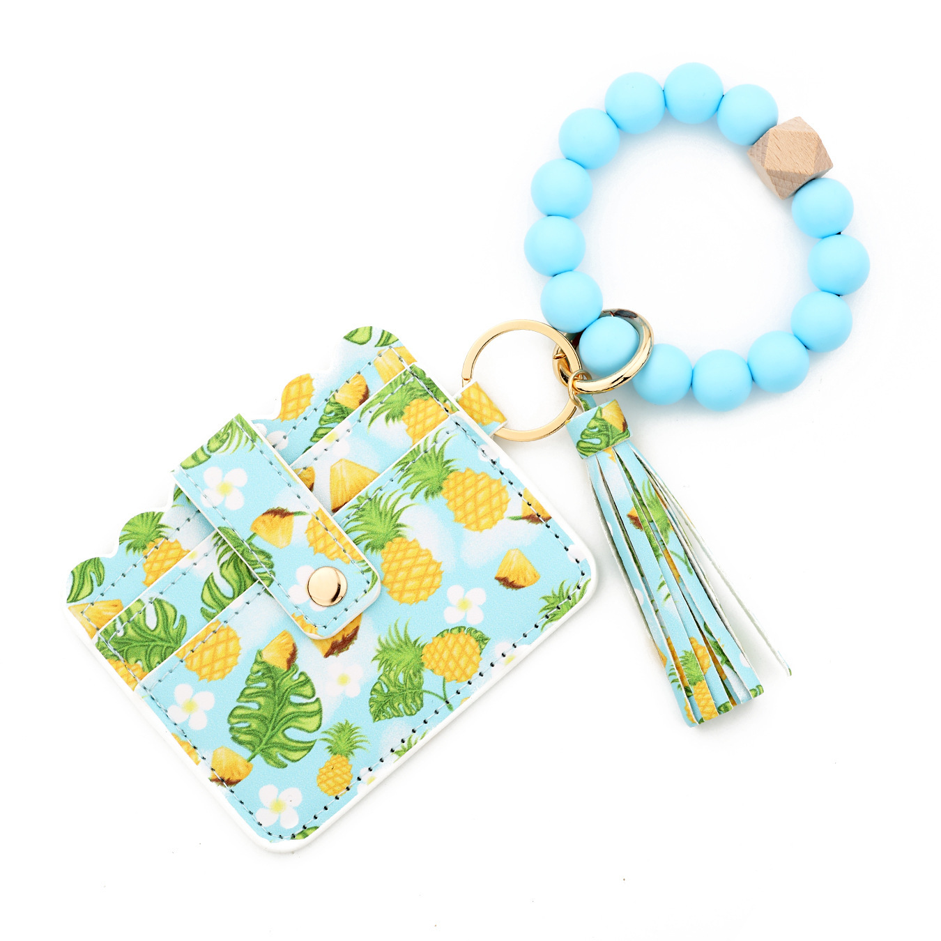 2025 New Fashion Silicone Bead Bracelet Women's Bracelet Keychain Multi-layer Printed Card Holder Zipper Coin Purse