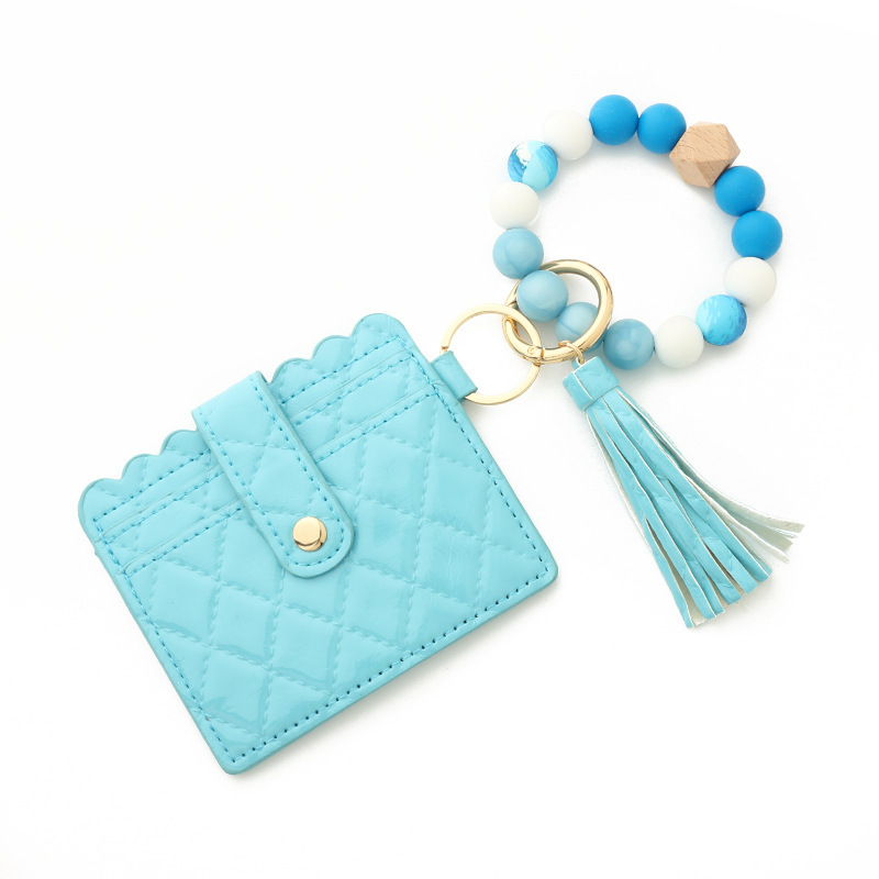 Wholesale leather wallet, silicone wrist strap keychain.