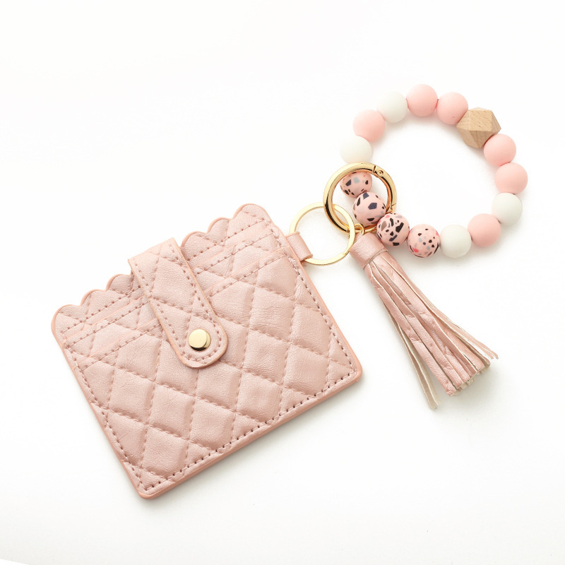 Wholesale leather wallet, silicone wrist strap keychain.