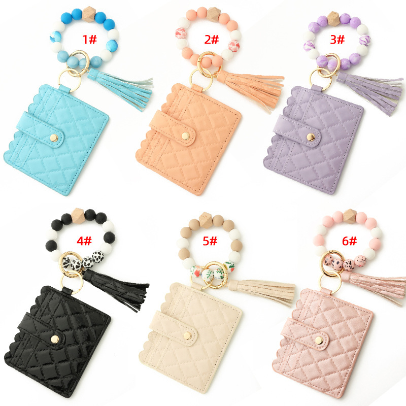 Wholesale leather wallet, silicone wrist strap keychain.