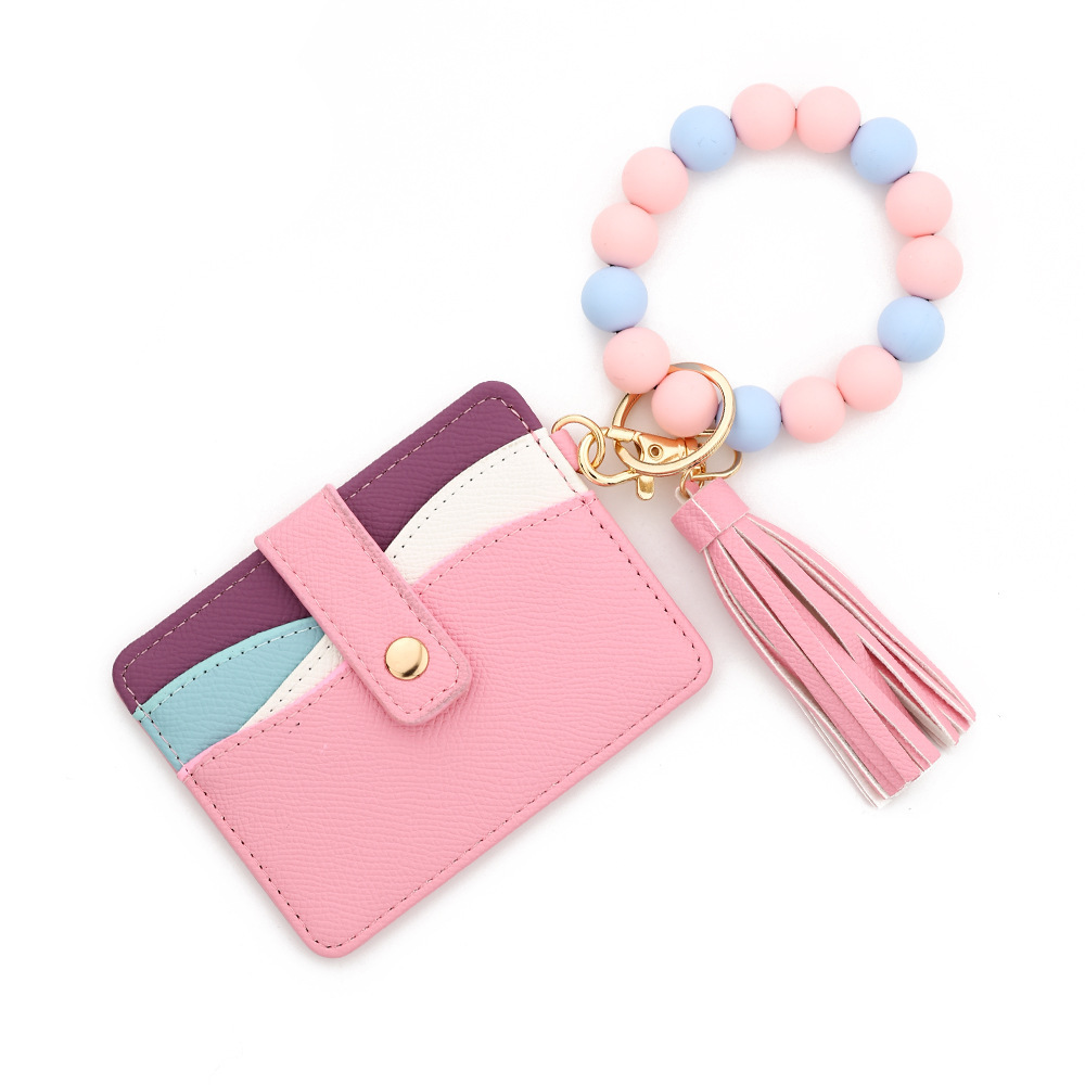 Wholesale multi-layer color matching card holder, silicone wristband keychain.