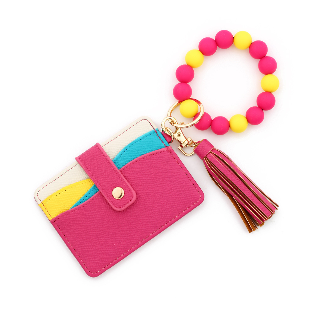 Wholesale multi-layer color matching card holder, silicone wristband keychain.