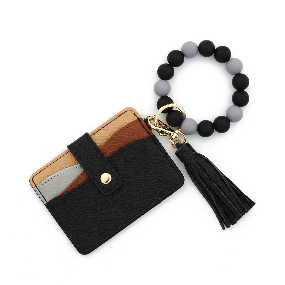 Wholesale multi-layer color matching card holder, silicone wristband keychain.