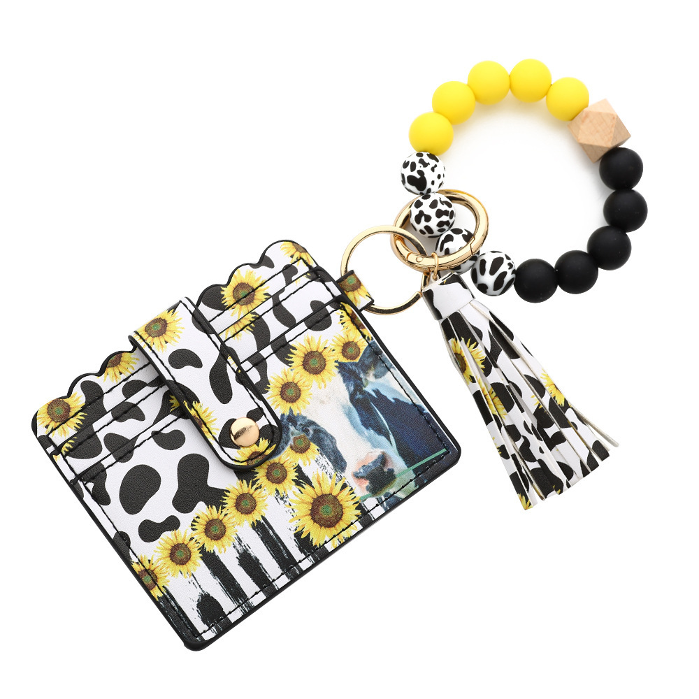 2023 New Silicone Bead Card Holder Western Style Bull Head Bag Silicone Bead Bracelet Card Holder Keychain Women's Wallet