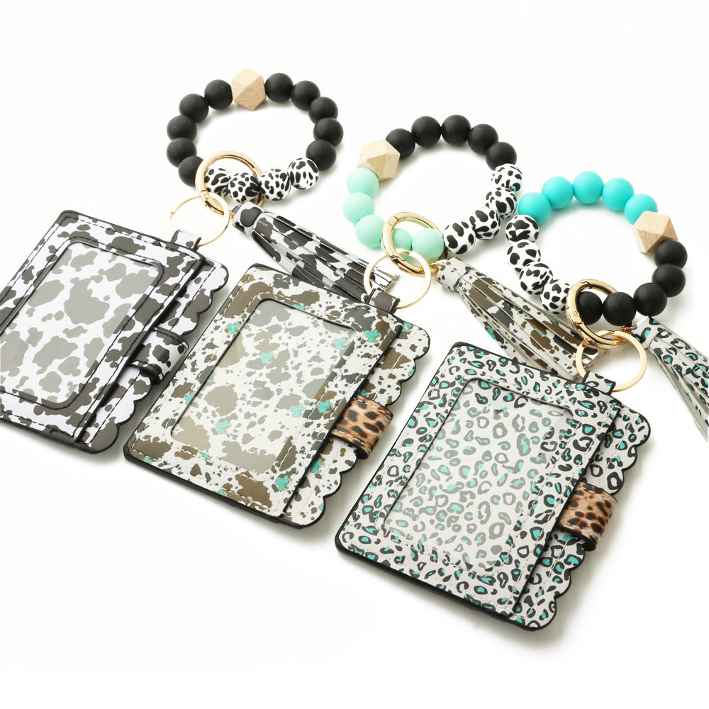 2023 New Silicone Bead Card Holder Western Style Bull Head Bag Silicone Bead Bracelet Card Holder Keychain Women's Wallet