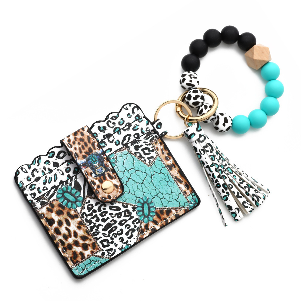 2023 New Silicone Bead Card Holder Western Style Bull Head Bag Silicone Bead Bracelet Card Holder Keychain Women's Wallet