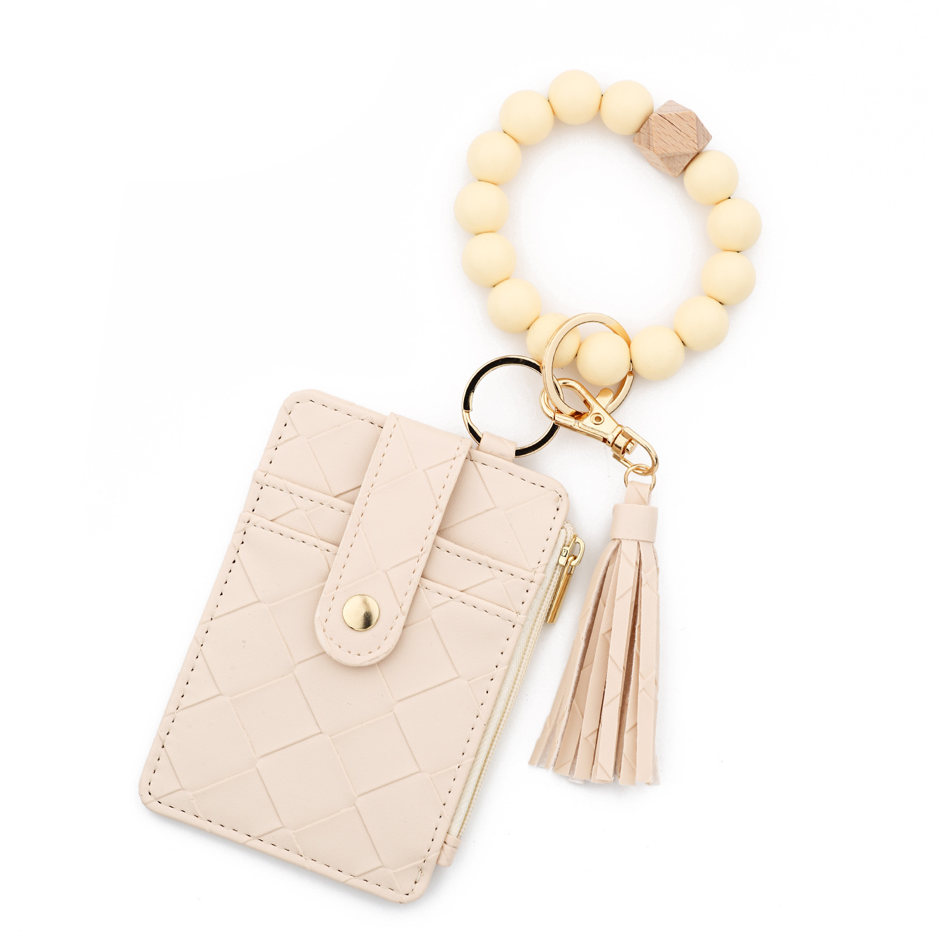 Wholesale woven texture wallet, silicone wristband keychain.