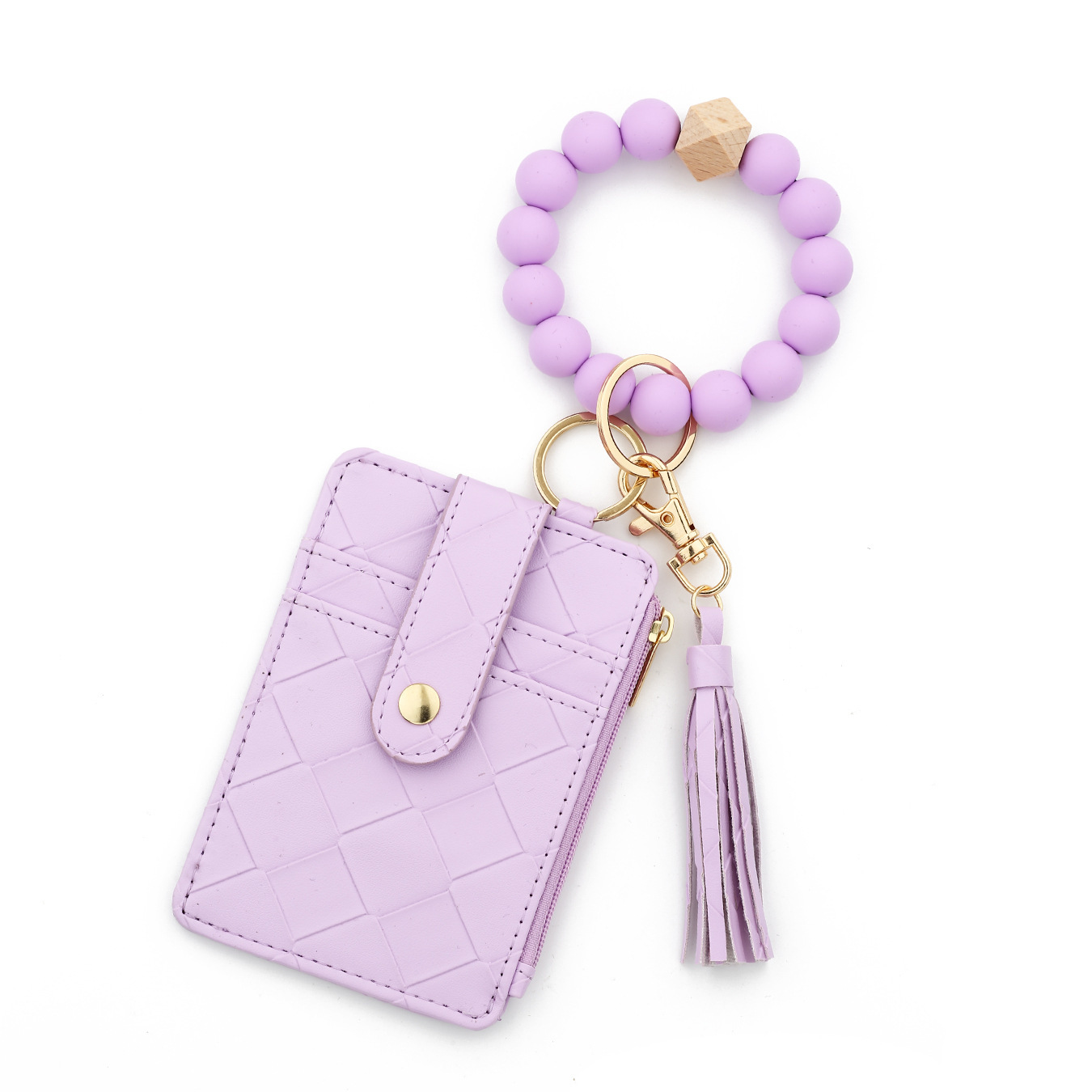 Wholesale woven texture wallet, silicone wristband keychain.