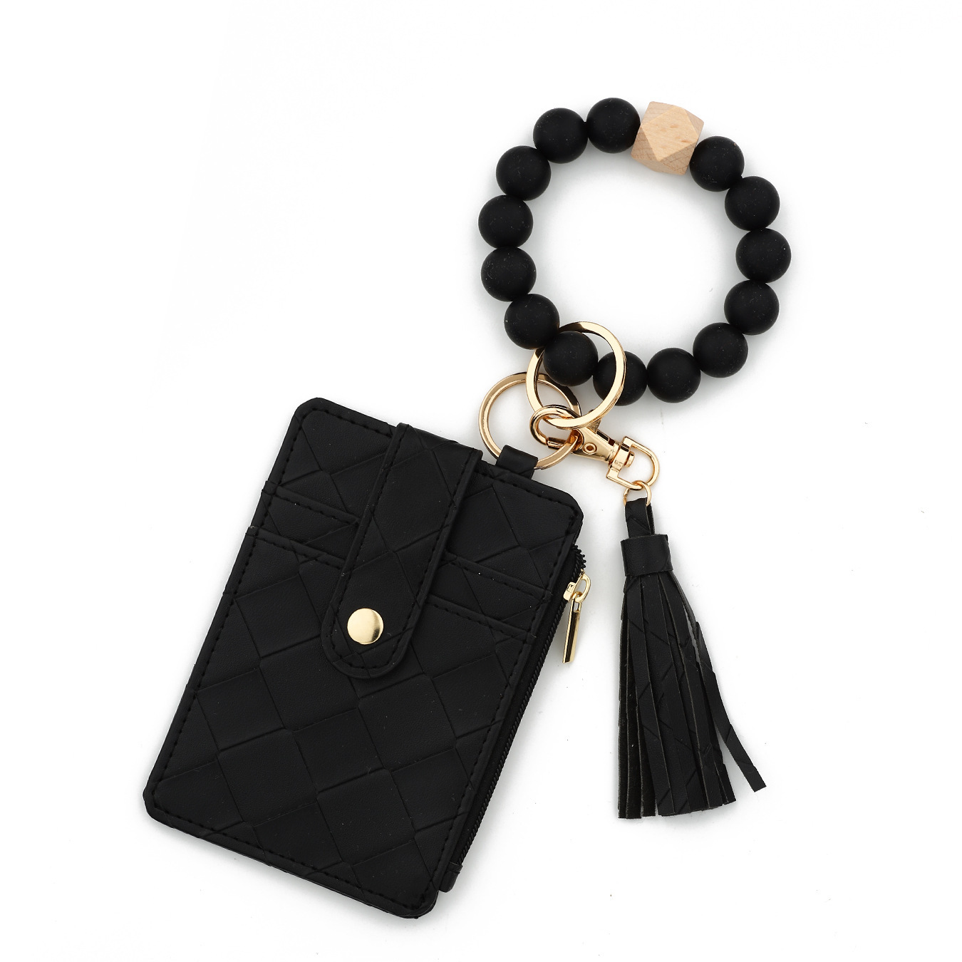 Wholesale woven texture wallet, silicone wristband keychain.