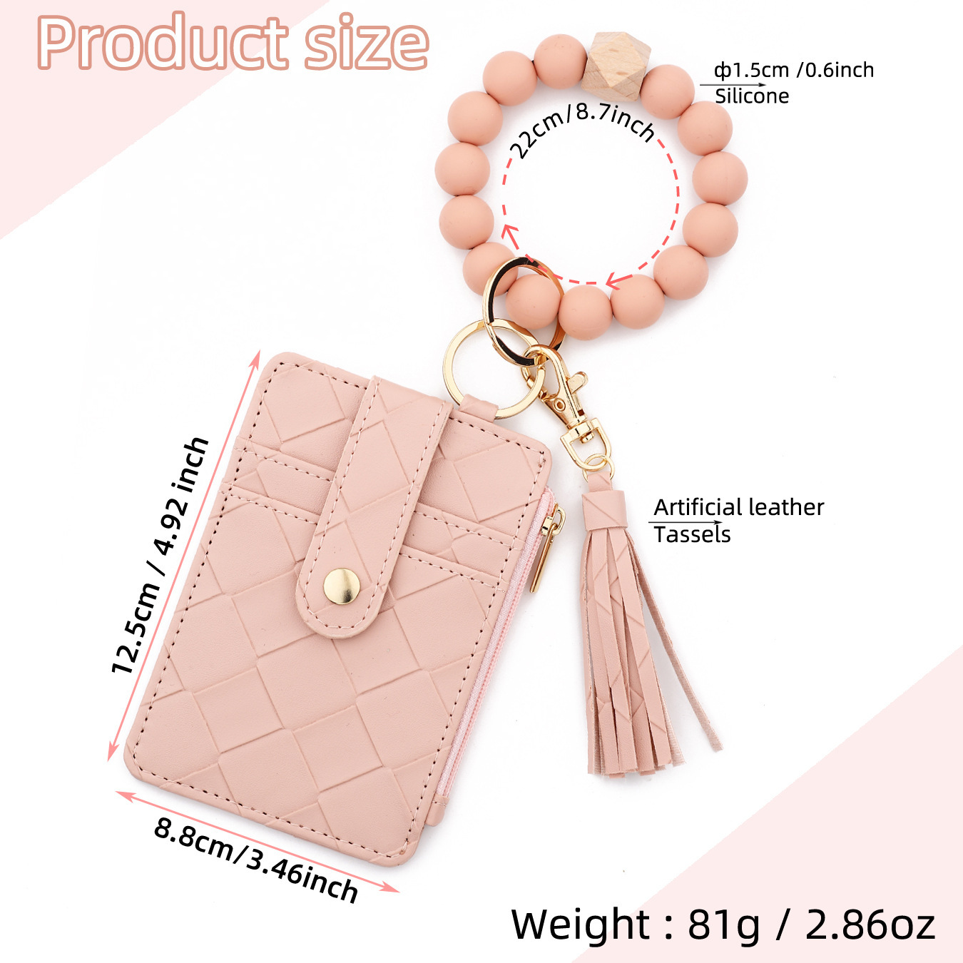 Wholesale woven texture wallet, silicone wristband keychain.