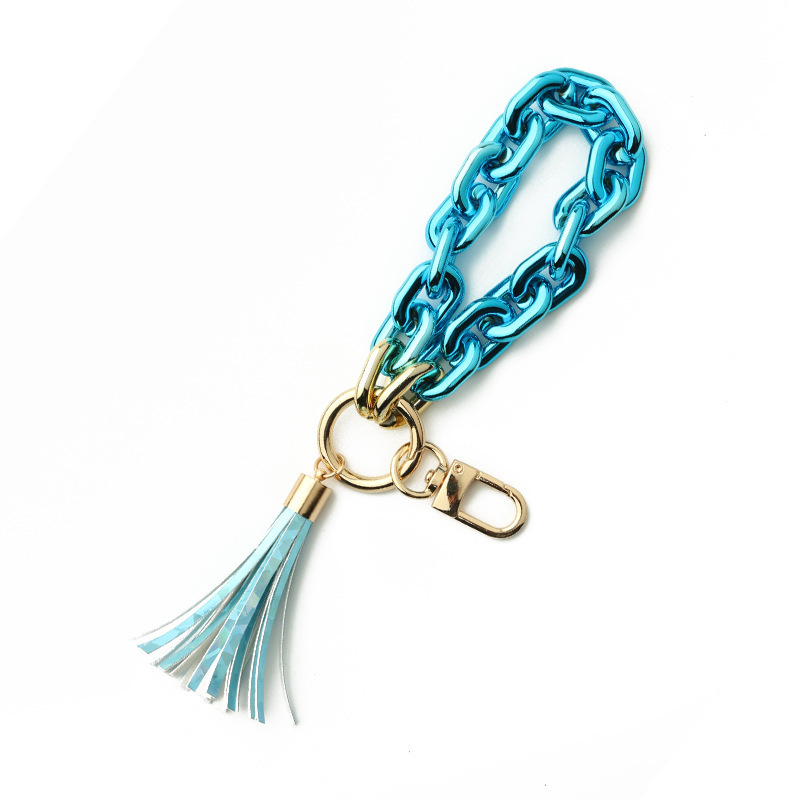 Spot cross-border European and American popular accessories high-gloss plastic ladies keychain color bracelet bright color acrylic bracelet