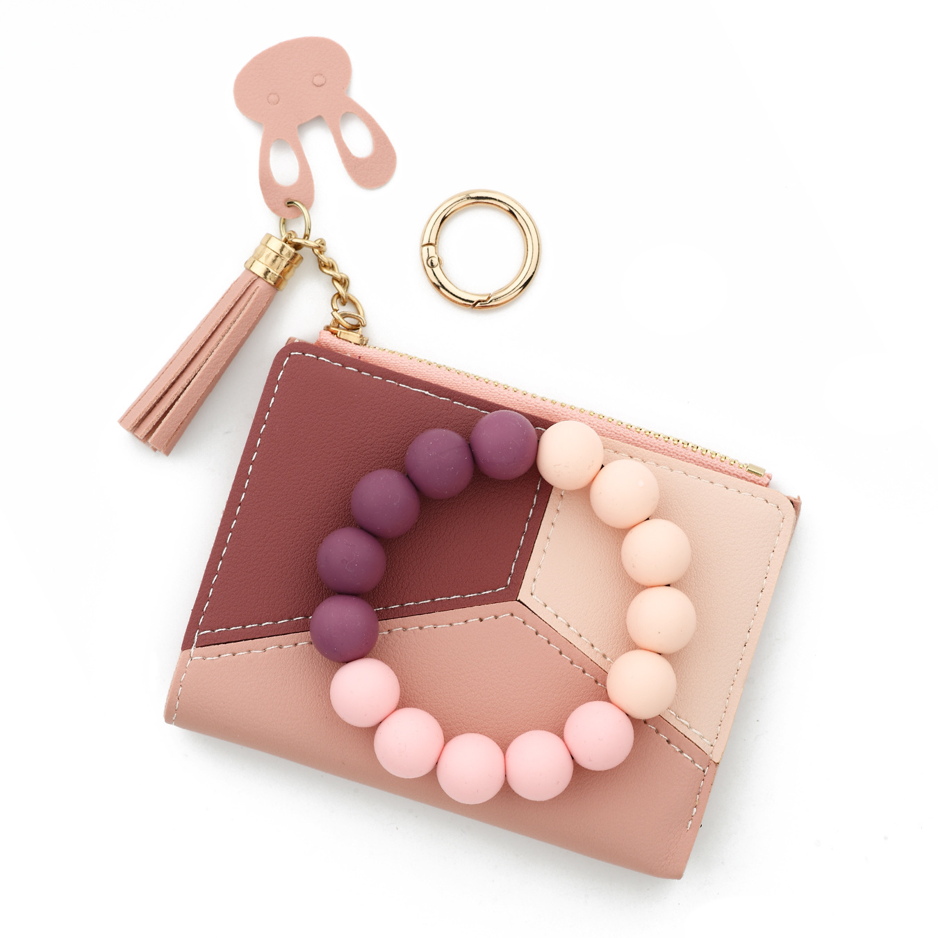 25 Cross-border silicone bracelet keychain geometric short card holder mini wallet multifunctional ID bag