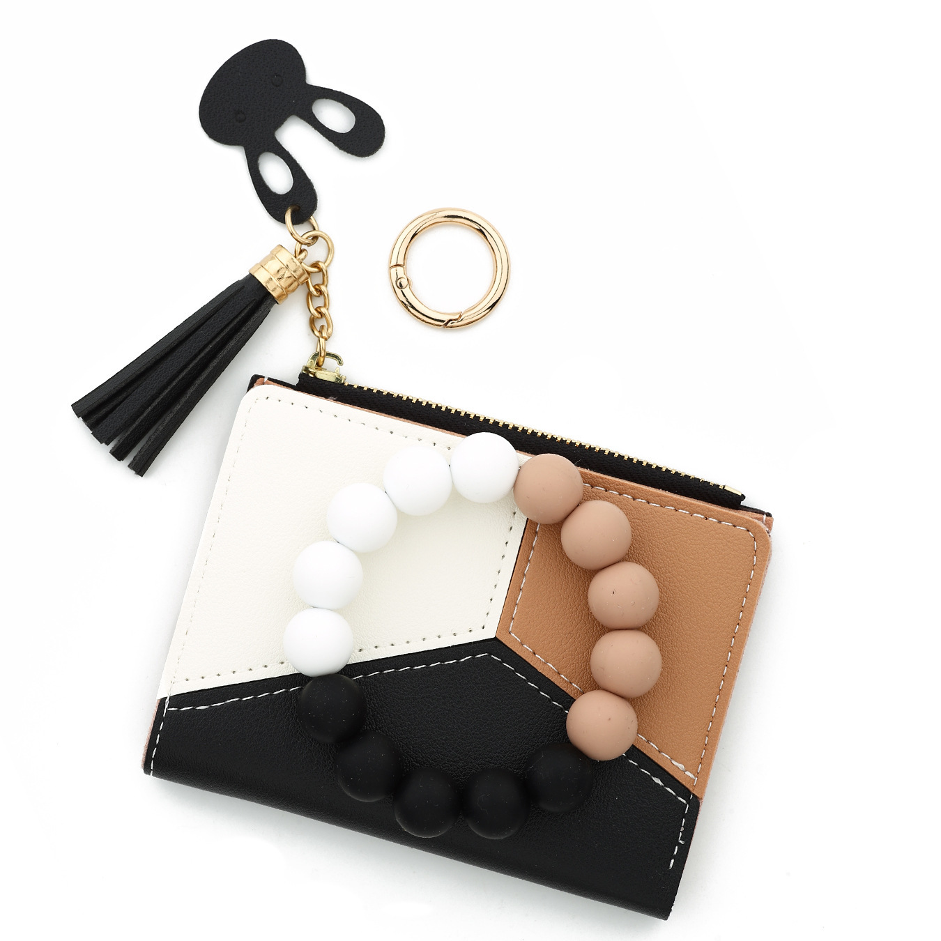 25 Cross-border silicone bracelet keychain geometric short card holder mini wallet multifunctional ID bag
