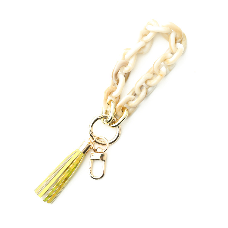 Spot cross-border European and American popular accessories high-gloss plastic ladies keychain color bracelet bright color acrylic bracelet