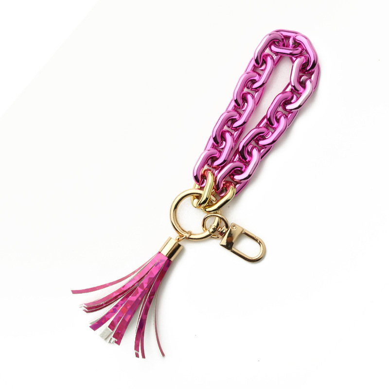 Spot cross-border European and American popular accessories high-gloss plastic ladies keychain color bracelet bright color acrylic bracelet