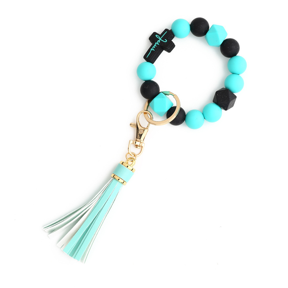 2024 Cross-border Jewelry Cross Keychain Rabbit Bag Pendant Holiday Gift Easter Silicone Bead Bracelet