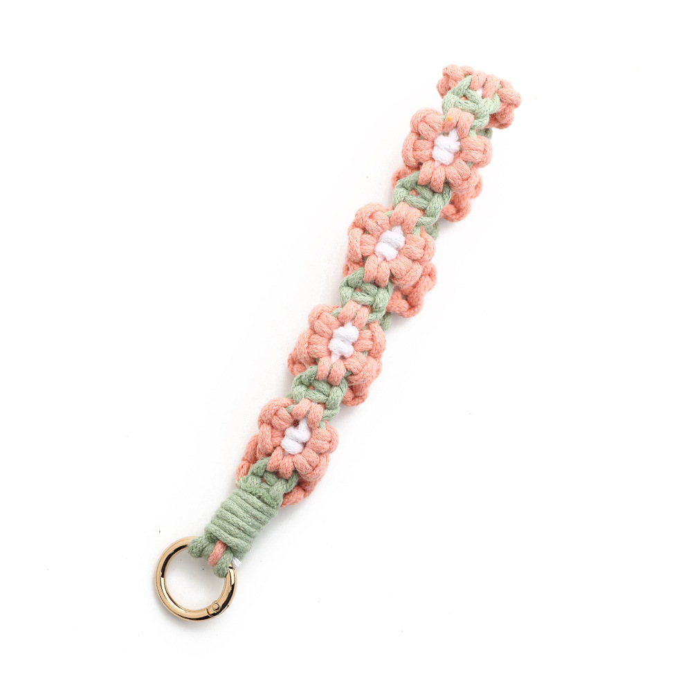Cross-border flower wristband small daisy bag pendant mobile phone chain INS Nordic style hand-woven keychain
