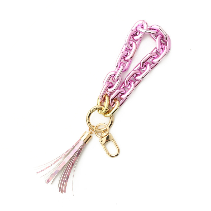 Spot cross-border European and American popular accessories high-gloss plastic ladies keychain color bracelet bright color acrylic bracelet