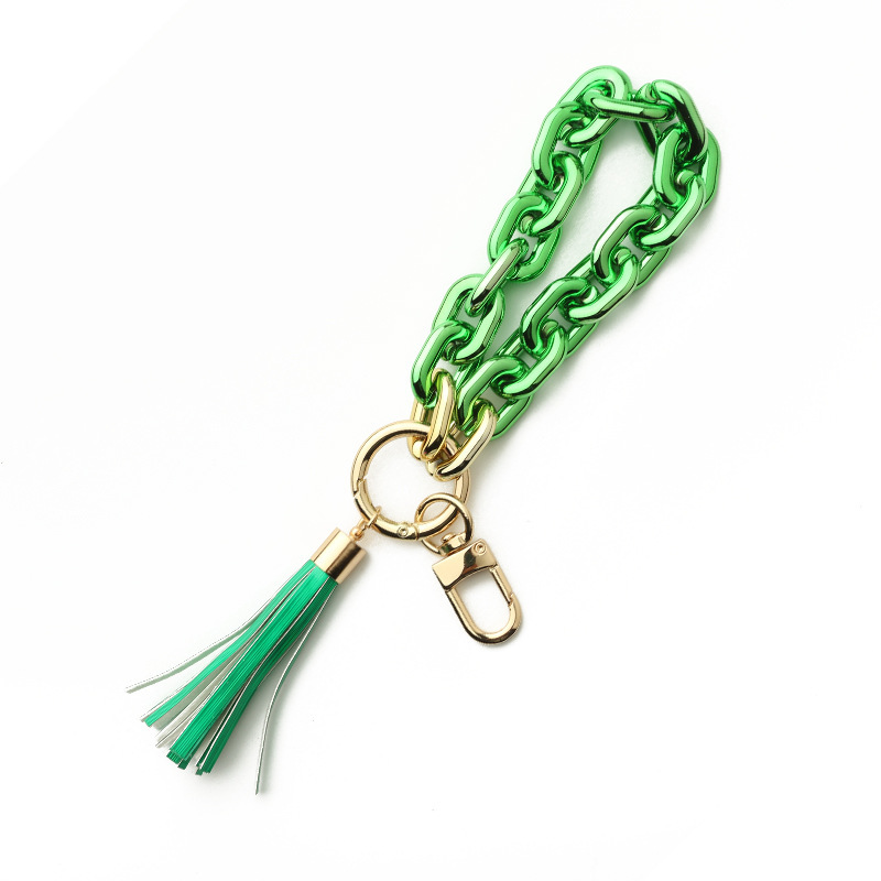 Spot cross-border European and American popular accessories high-gloss plastic ladies keychain color bracelet bright color acrylic bracelet