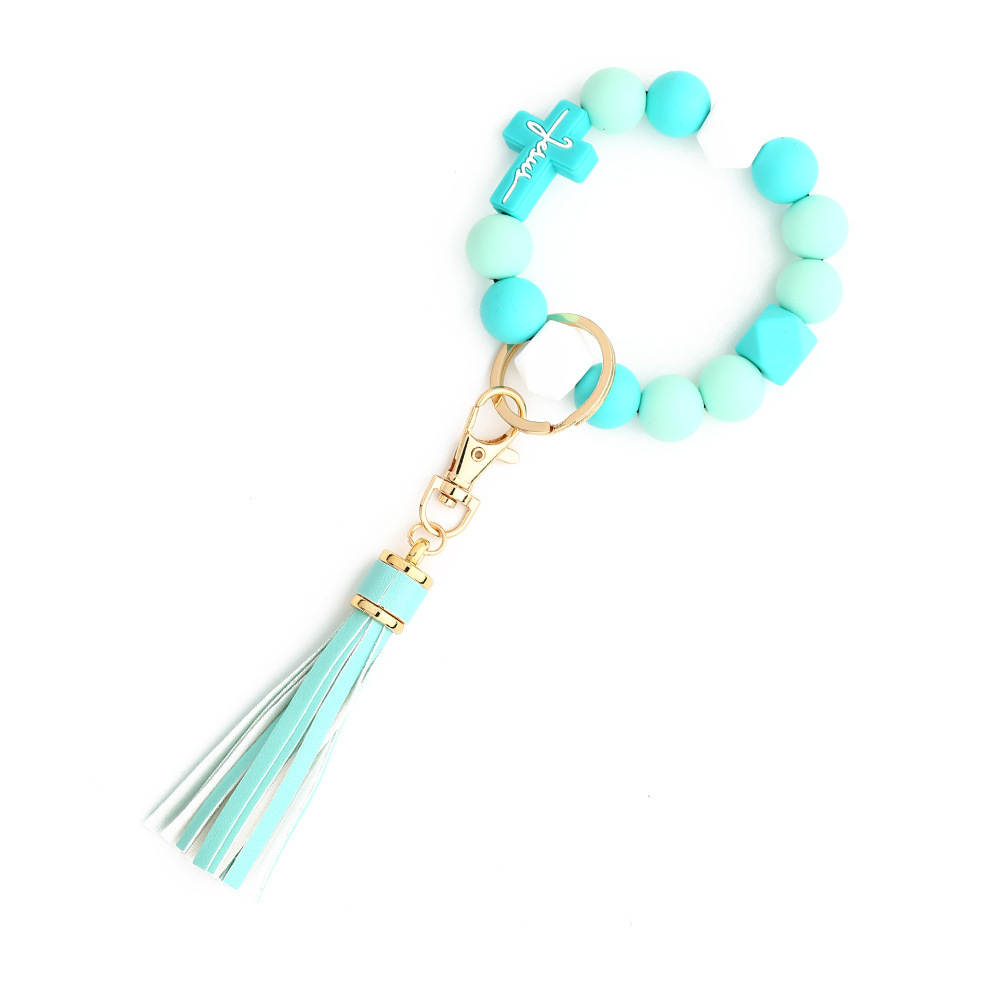 2024 Cross-border Jewelry Cross Keychain Rabbit Bag Pendant Holiday Gift Easter Silicone Bead Bracelet