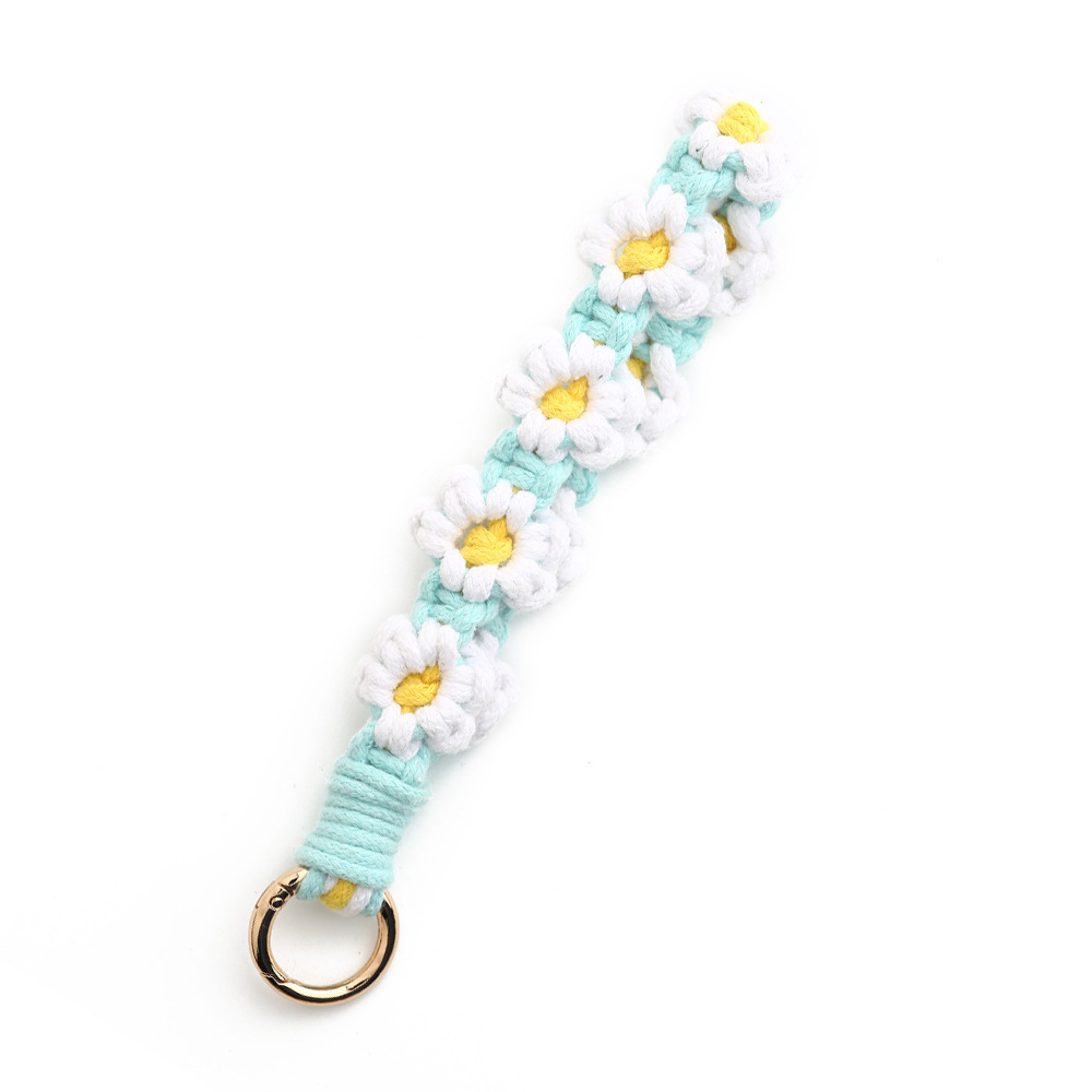 Cross-border flower wristband small daisy bag pendant mobile phone chain INS Nordic style hand-woven keychain