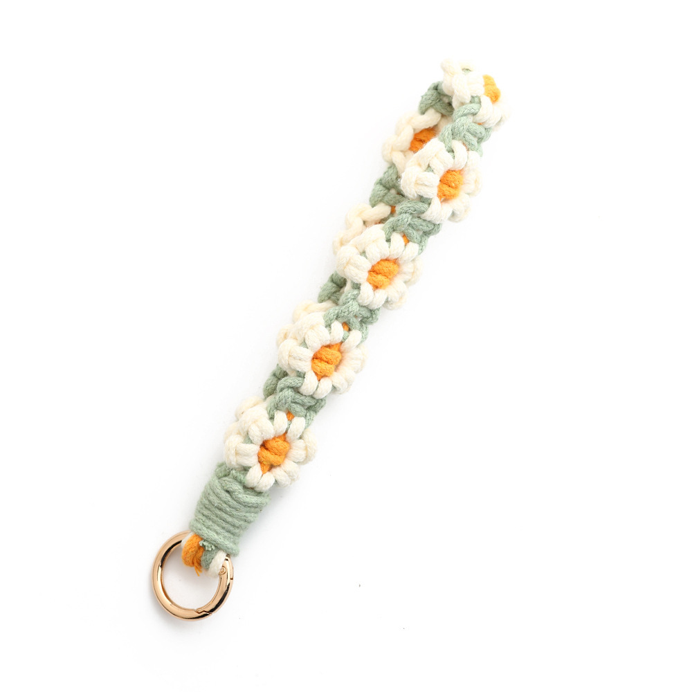 Cross-border flower wristband small daisy bag pendant mobile phone chain INS Nordic style hand-woven keychain