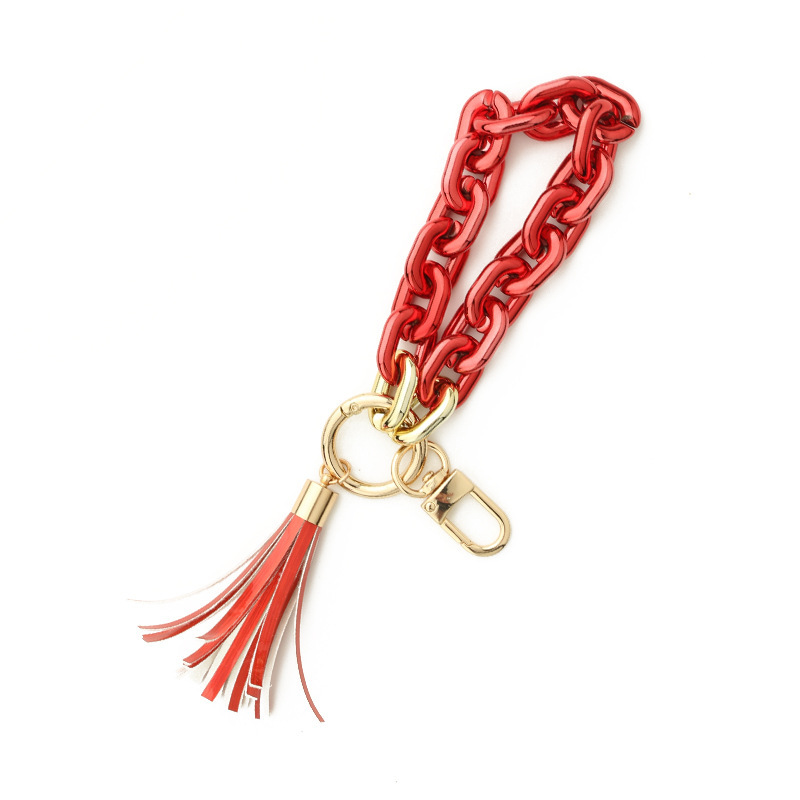 Spot cross-border European and American popular accessories high-gloss plastic ladies keychain color bracelet bright color acrylic bracelet