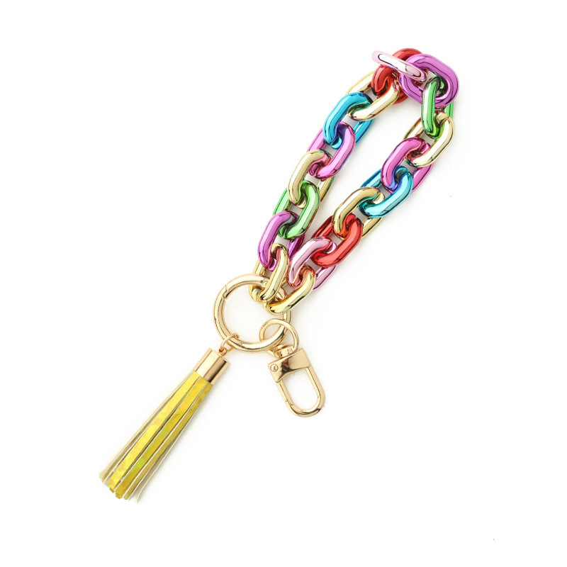 Spot cross-border European and American popular accessories high-gloss plastic ladies keychain color bracelet bright color acrylic bracelet