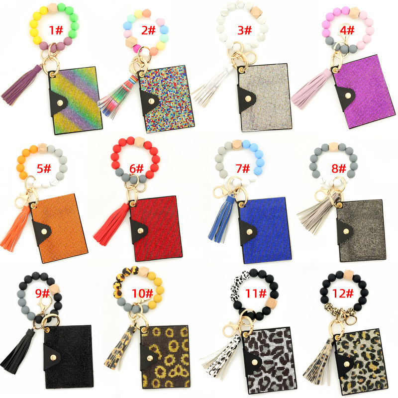 Wholesale bling wallet, silicone wristband keychain.