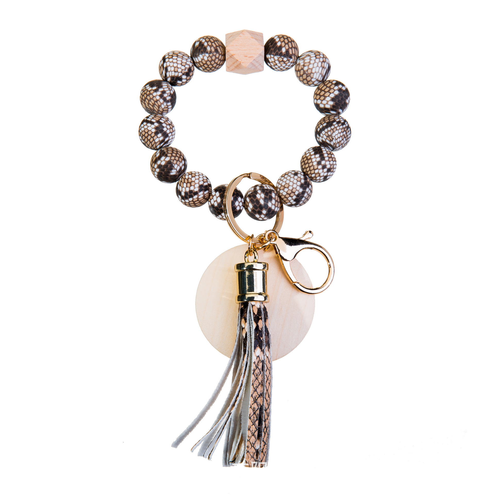 Wholesale colorful silicone printed beads keychains.