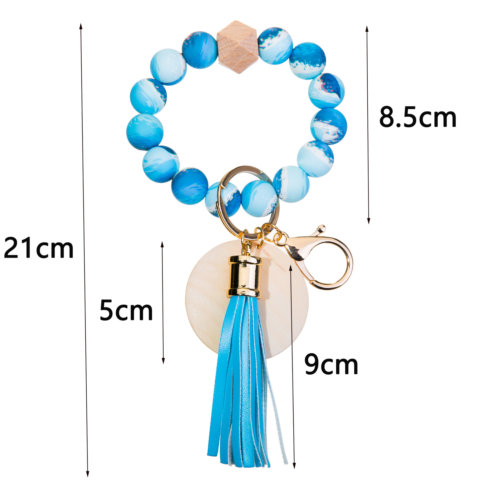 Wholesale colorful silicone printed beads keychains.