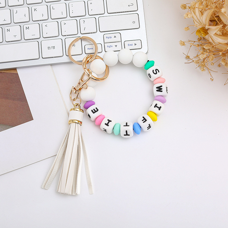 Wholesale DIY Silicone Printed Bead Keychains.