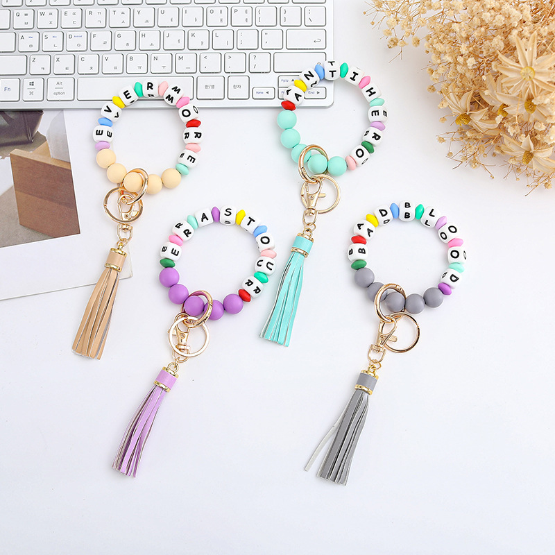 Wholesale DIY Silicone Printed Bead Keychains.