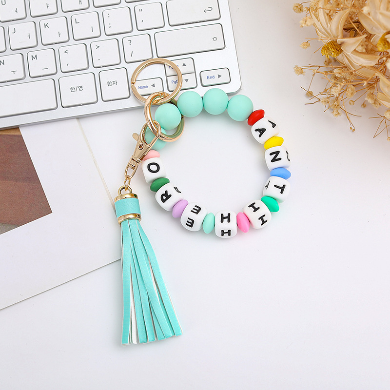 Wholesale DIY Silicone Printed Bead Keychains.