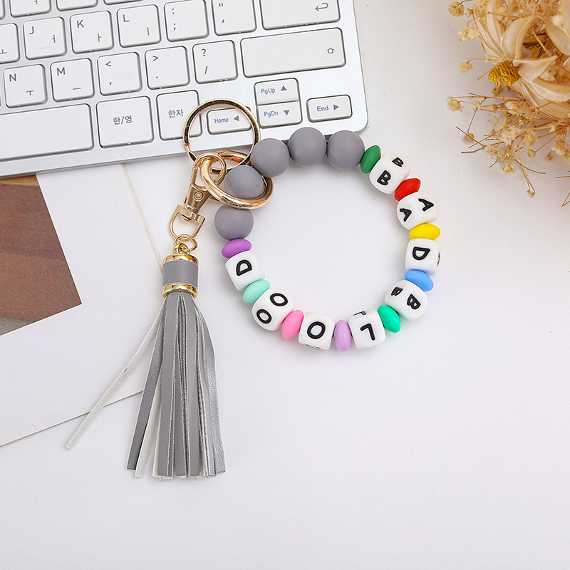 Wholesale DIY Silicone Printed Bead Keychains.