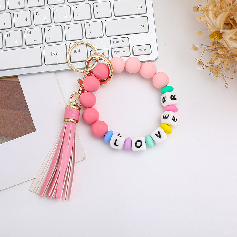 Wholesale DIY Silicone Printed Bead Keychains.
