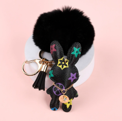 Black flower rabbit + fur ball