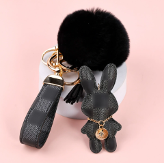 Black grid suit + wool ball