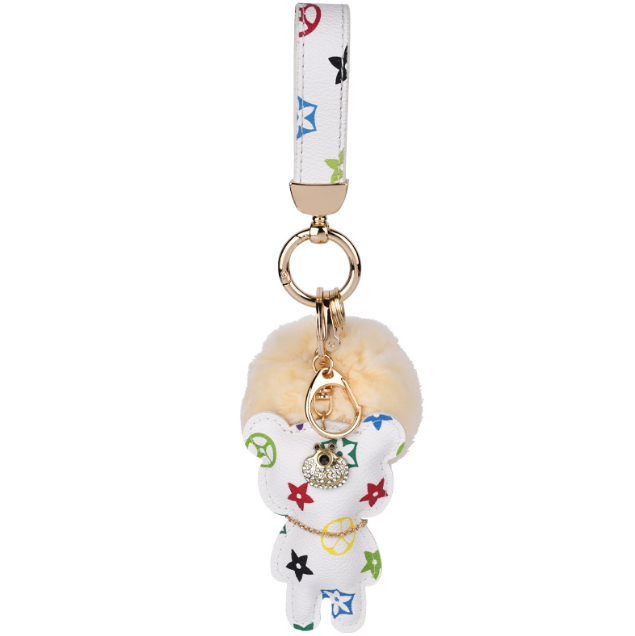 Wholesale old flower standing bear, fur ball keychain.
