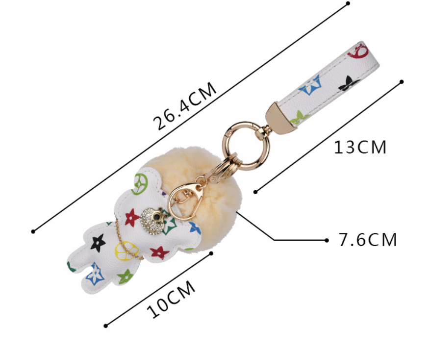 Wholesale old flower standing bear, fur ball keychain.