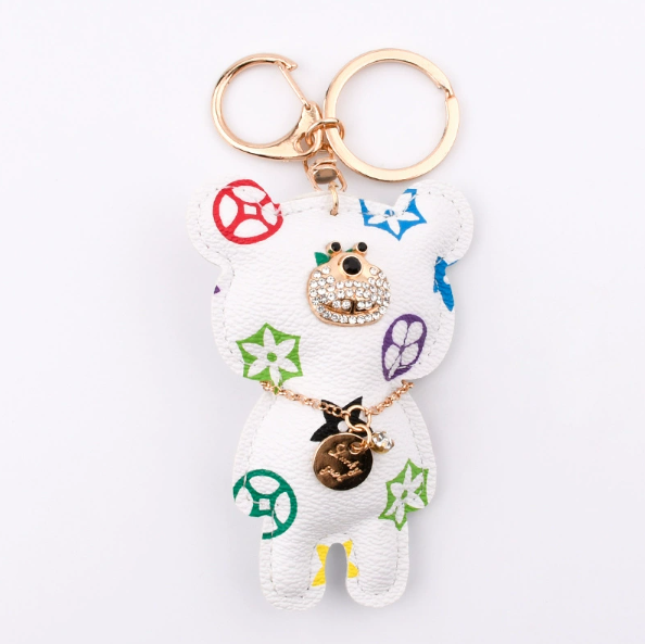 Wholesale old flower standing bear keychain
