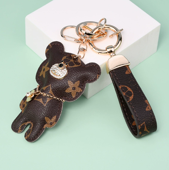 Wholesale old flower standing bear keychain