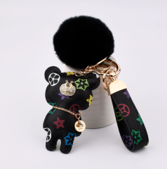 Black Flower Standing Bear Set + Fur Ball