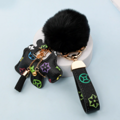 Black Flower Bell Dog Set + Fur Ball