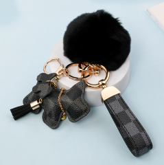 Black Plaid Bell Dog Suit + Fur Ball