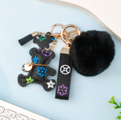 Black Flower Bear Set + Fur Ball