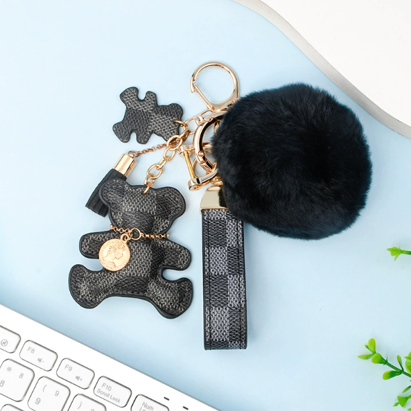 Wholesale bear hug set + fur ball keychain